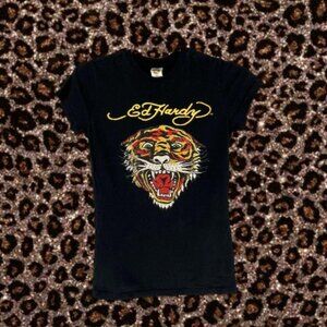 Y2K Ed Hardy Tiger Graphic Baby Tee